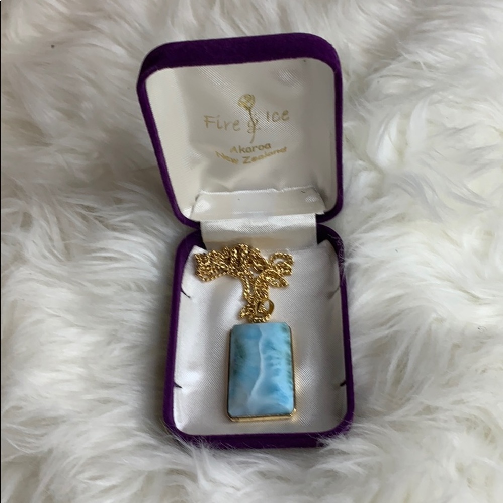 Larimar pendant with gold vermeil